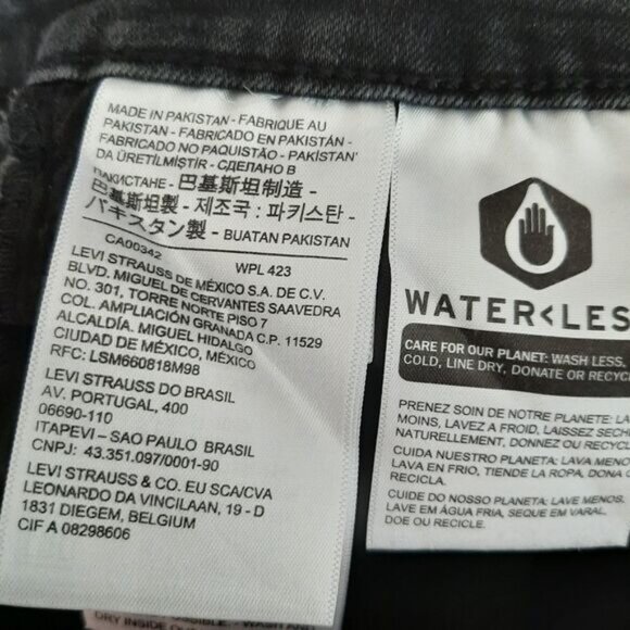 LEVI'S 711 Skinny Black Jeans Mid Rise Waterless Sz 25 - Picture 10 of 12